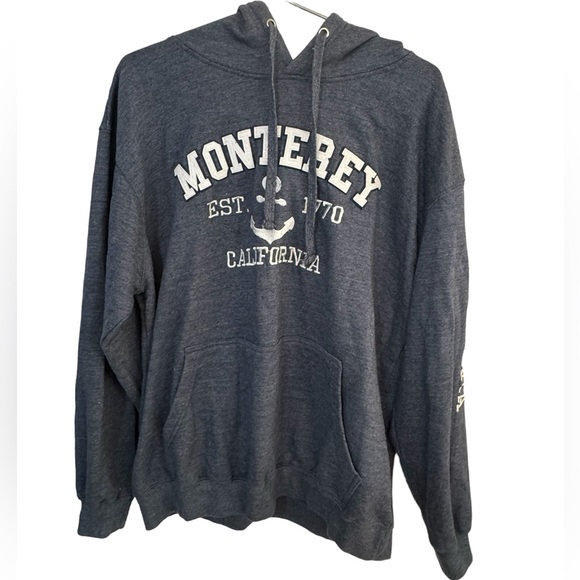 High End Monterey California Gray Blue Men’s XXL Beach Surf Hoodie MINTY - Picture 1 of 5